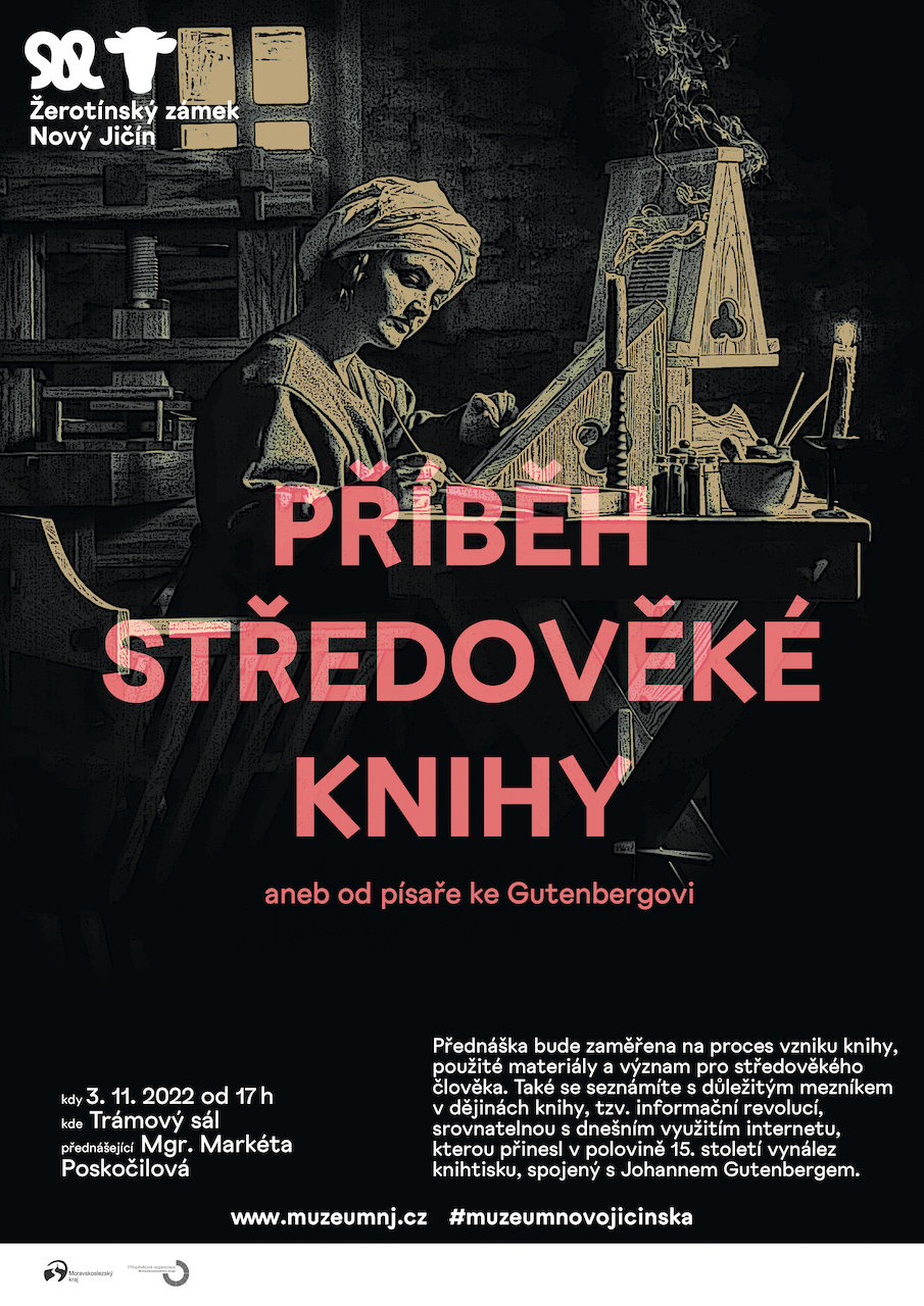 PlakatA3_kaligraficky kurz  Př&iacute;běh středověk&eacute; knihy - předn&aacute;&scaron;ka